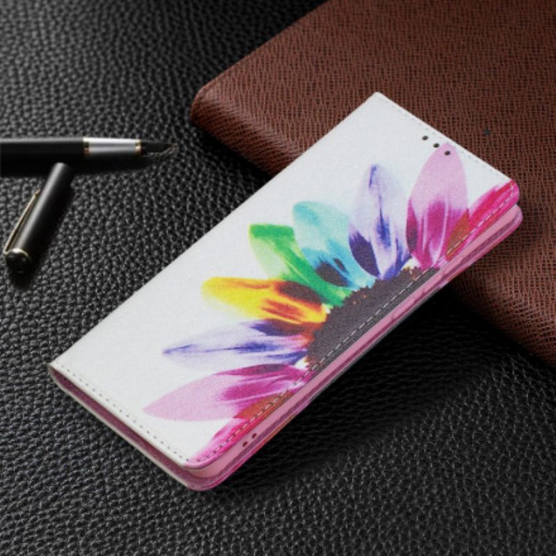 Cover Huawei P50 Pro Flip Cover Akvarelblomst