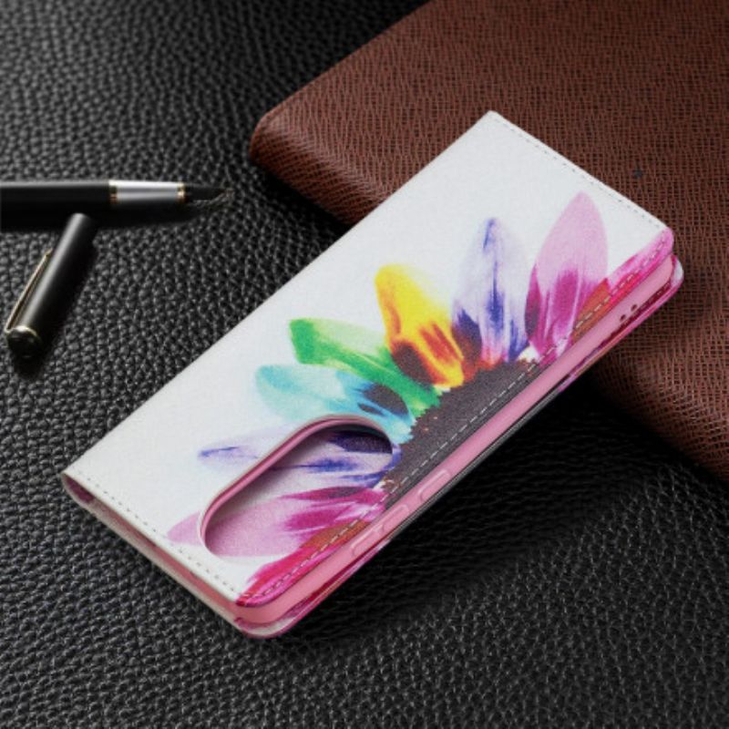 Cover Huawei P50 Pro Flip Cover Akvarelblomst