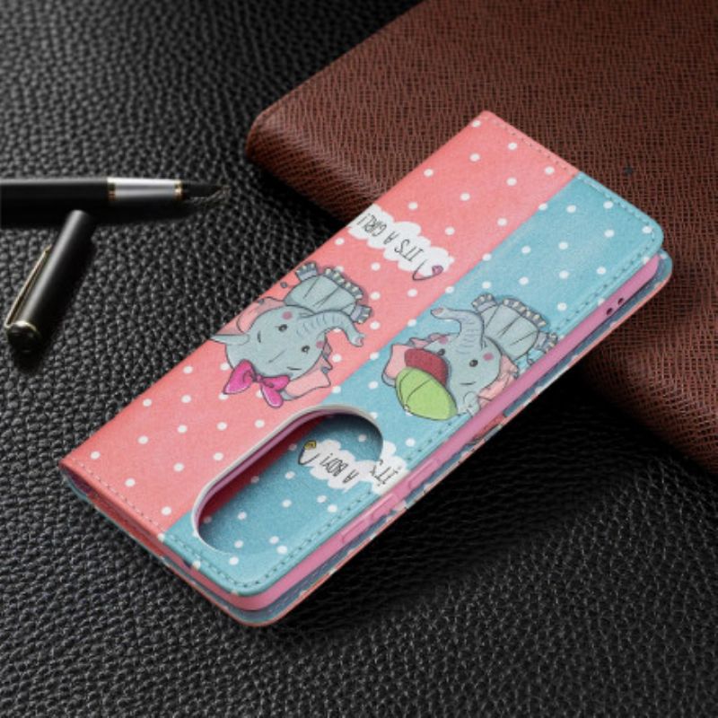 Cover Huawei P50 Pro Flip Cover Babyelefanter