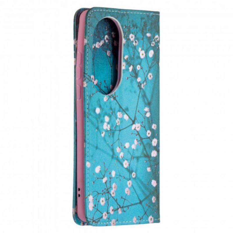 Cover Huawei P50 Pro Flip Cover Blomstrende Grene