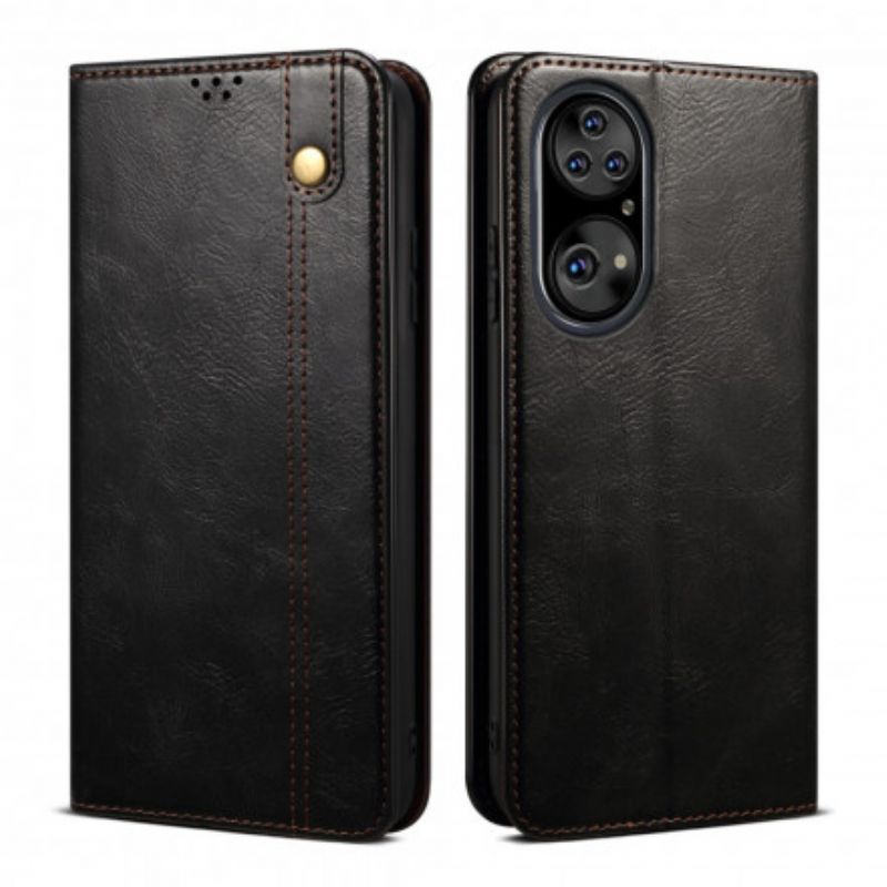 Cover Huawei P50 Pro Flip Cover Voksbehandlet Kunstlæder