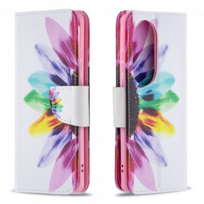 Flip Cover Huawei P50 Pro Akvarelblomst