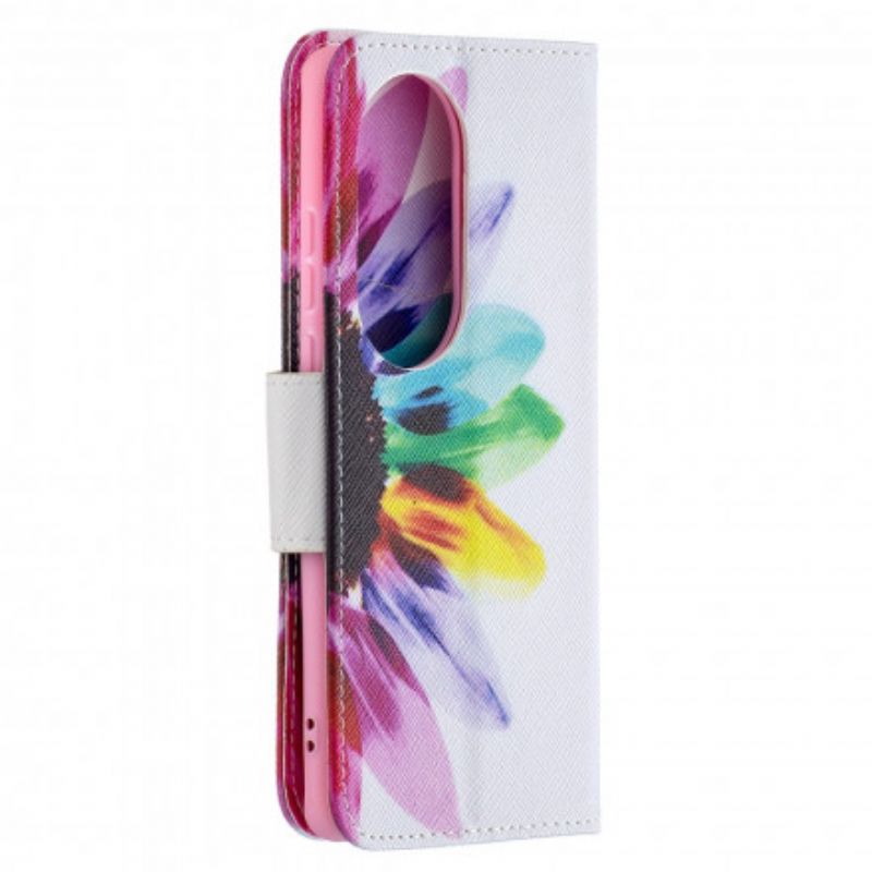 Flip Cover Huawei P50 Pro Akvarelblomst