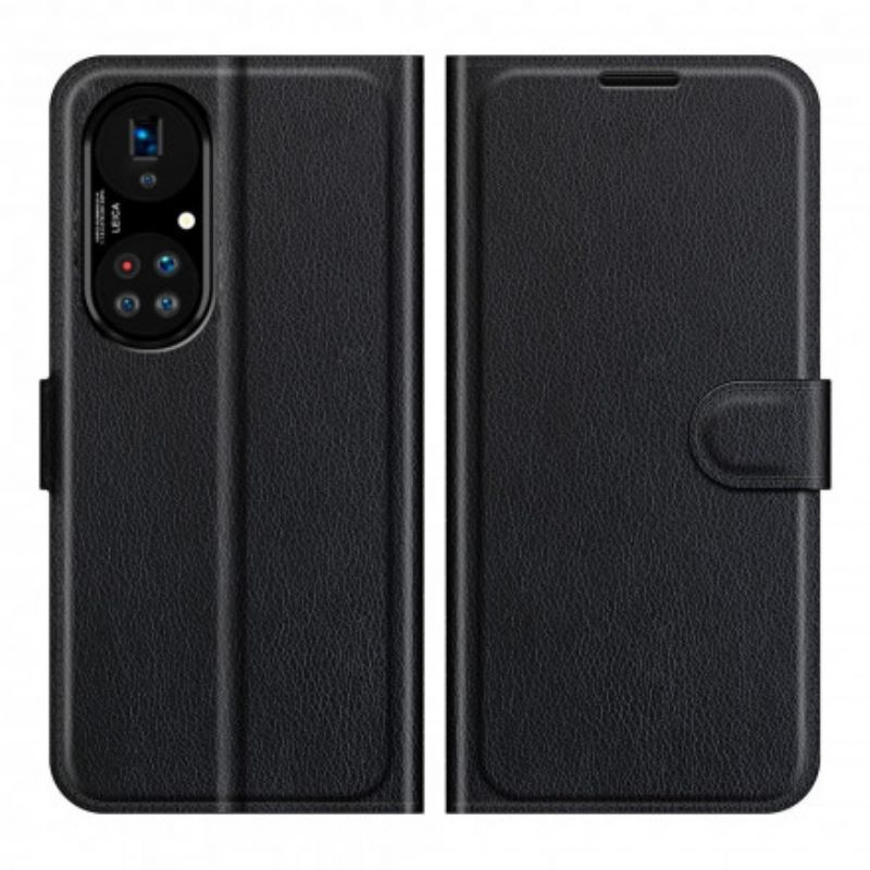 Flip Cover Huawei P50 Pro Klassisk Litchi-læderstil