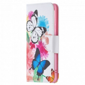 Flip Cover Huawei P50 Pro Malede Sommerfugle Og Blomster