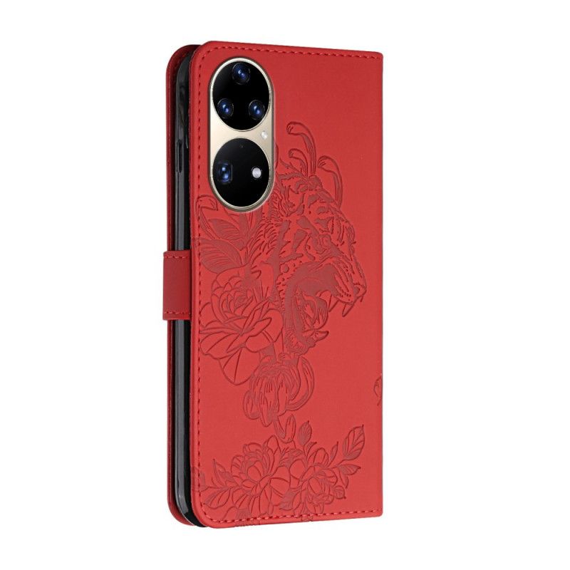 Flip Cover Huawei P50 Pro Med Snor Barok Tigerrem