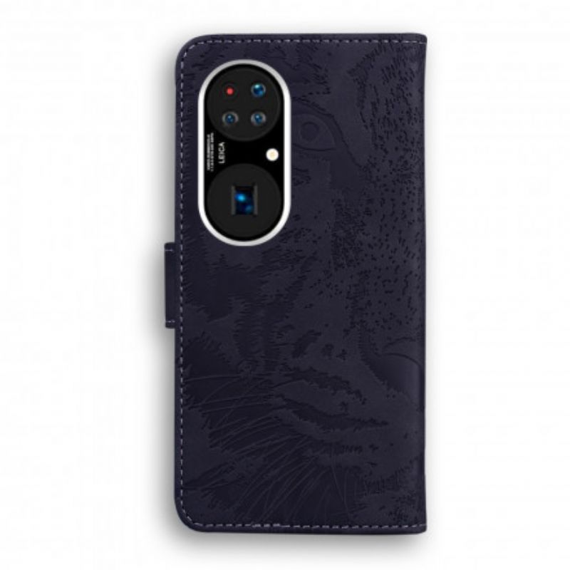 Flip Cover Huawei P50 Pro Tiger Ansigtstryk