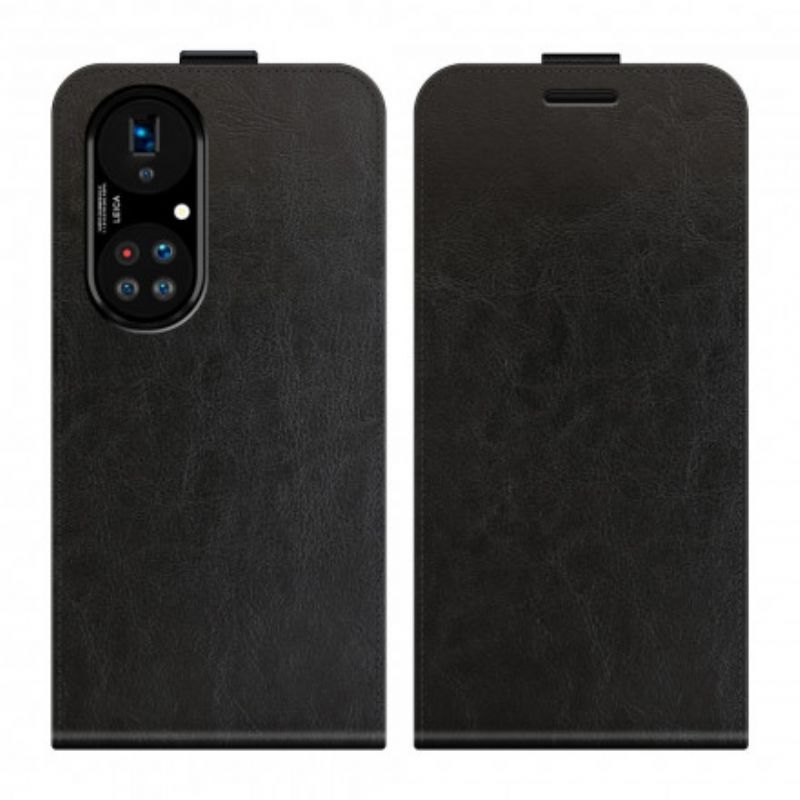 Læder Cover Huawei P50 Pro Flip Cover Lodret Flap Lædereffekt