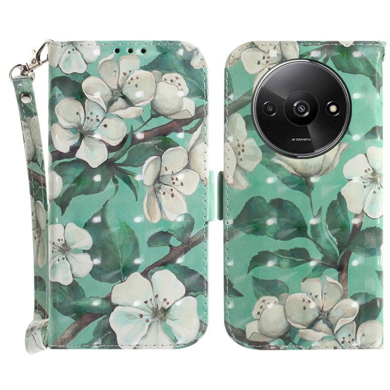 Flip Cover Poco C61 Akvarel Blomster Med Rem