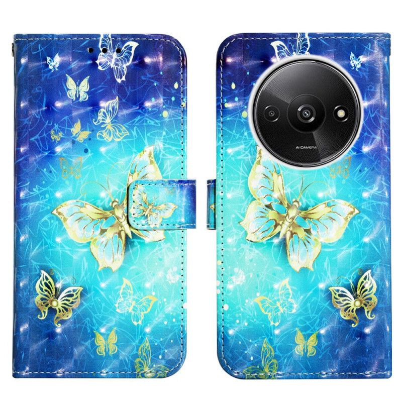 Flip Cover Poco C61 Gyldne Sommerfugle