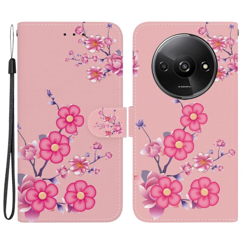 Flip Cover Poco C61 Sakura Mønster Med Rem