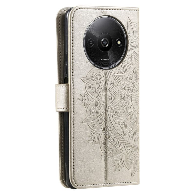 Læder Cover Poco C61 Telefon Etui Mandala Sol Med Rem