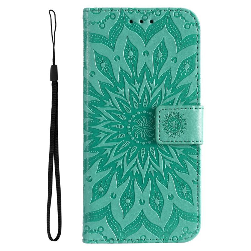 Læder Cover Poco C61 Telefon Etui Solar Mandala Med Rem