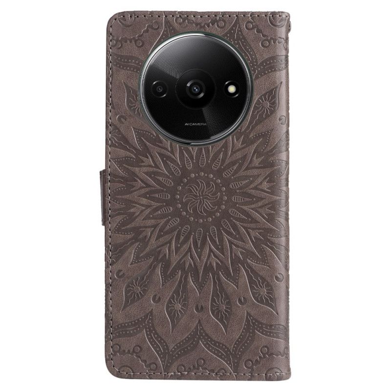 Læder Cover Poco C61 Telefon Etui Solar Mandala Med Rem