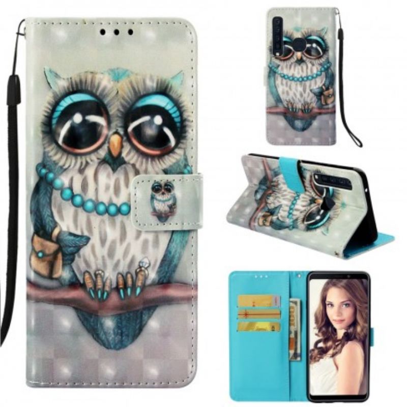 Flip Cover Samsung Galaxy A9 Med Snor Frøken Strappy Owl