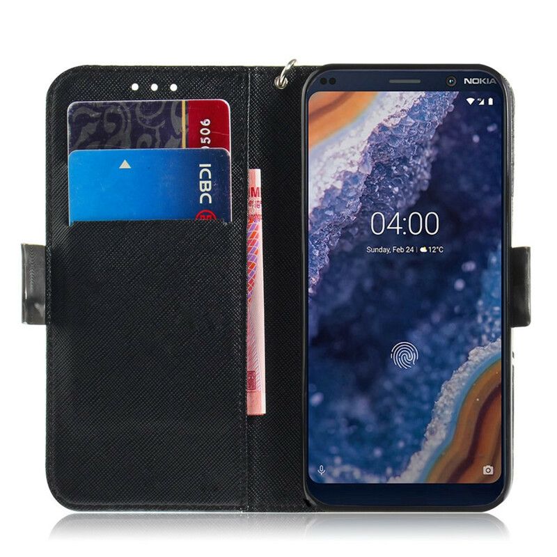 Læder Cover Nokia 9 PureView Med Snor Masterful Lanyard Manda