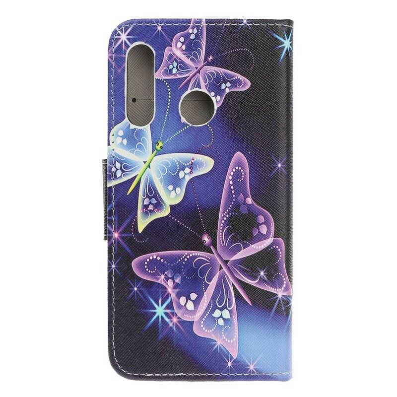 Læder Cover Huawei P Smart Z / Honor 9X Neonsommerfugle