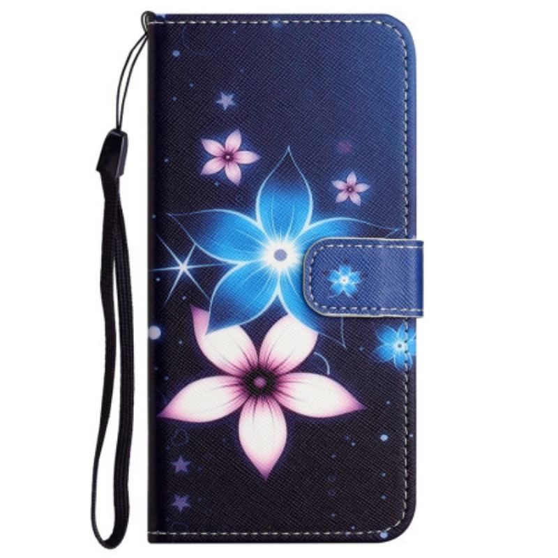 Flip Cover Xiaomi Redmi Note 12 4G Med Snor Lunar Strap Blomster