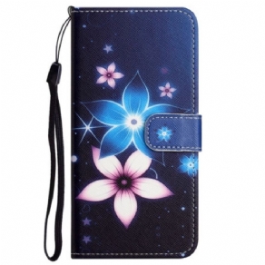 Flip Cover Xiaomi Redmi Note 12 4G Med Snor Lunar Strap Blomster