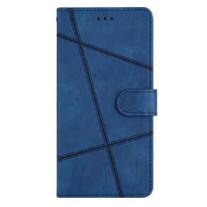 Flip Cover Xiaomi Redmi Note 12 4G Med Snor Strappy Geometrisk