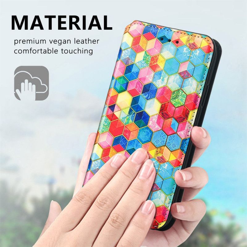 Cover Realme 9i Flip Cover Caseoo Farverigt Geometrisk Mønster