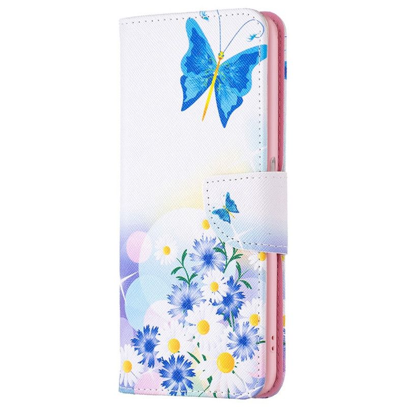 Flip Cover Realme 9i Pastelsommerfugl Og Blomster