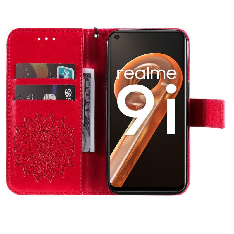 Læder Cover Realme 9i Solsikkemandala