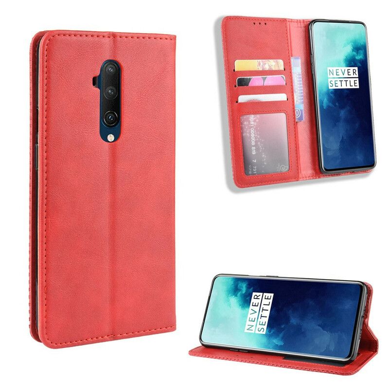 Cover OnePlus 7T Pro Flip Cover Vintage Stiliseret Lædereffekt