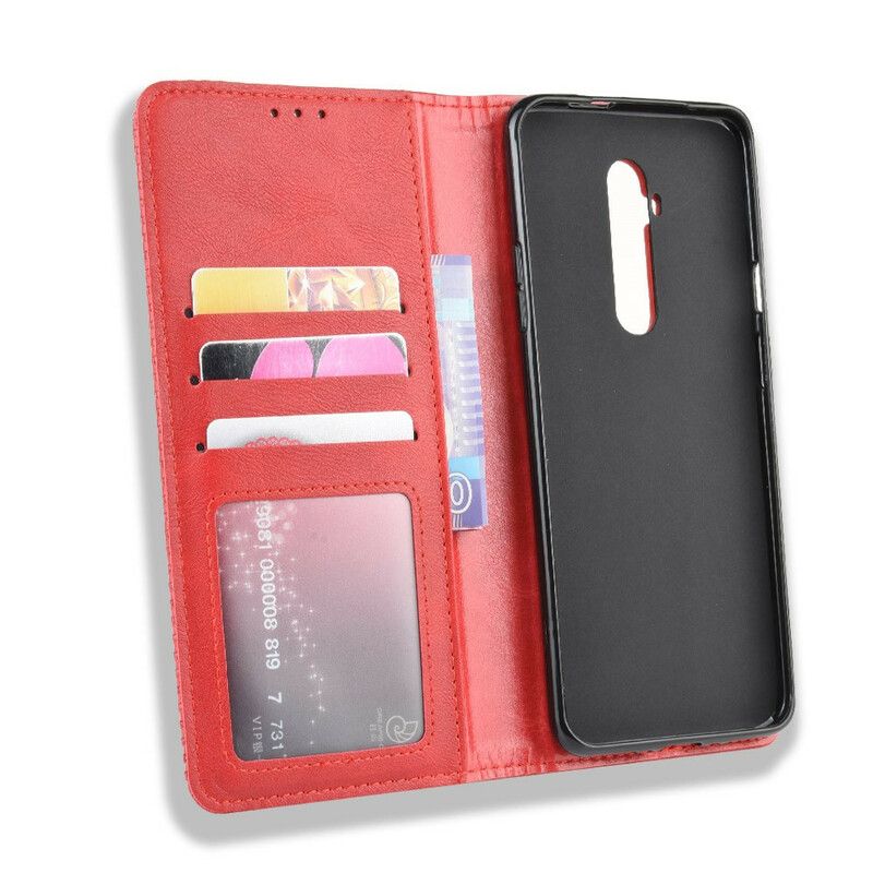 Cover OnePlus 7T Pro Flip Cover Vintage Stiliseret Lædereffekt