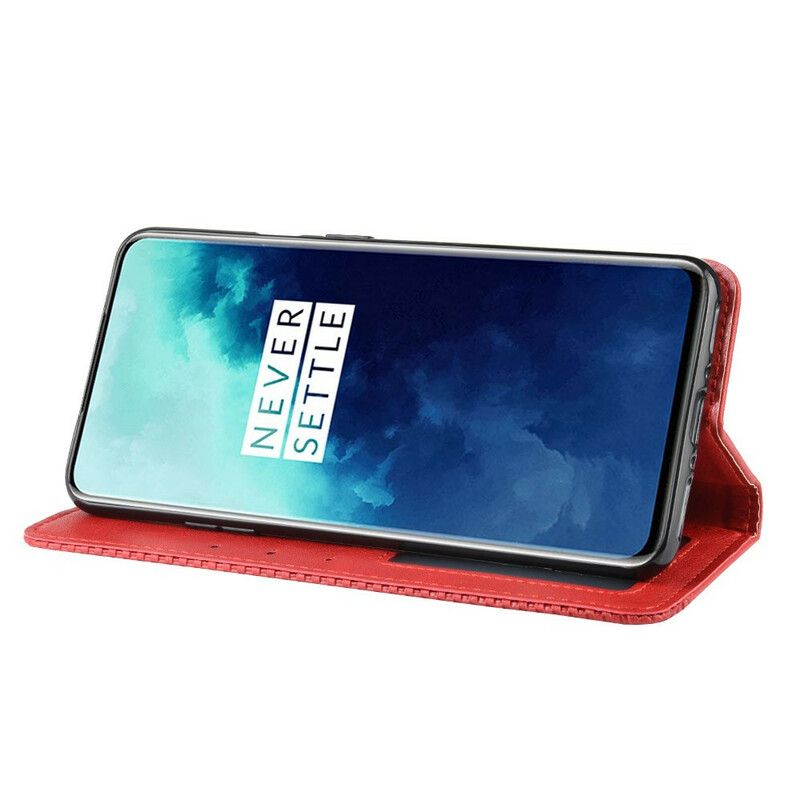 Cover OnePlus 7T Pro Flip Cover Vintage Stiliseret Lædereffekt