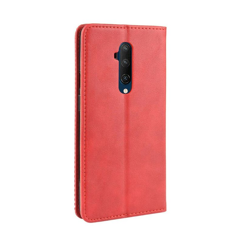 Cover OnePlus 7T Pro Flip Cover Vintage Stiliseret Lædereffekt