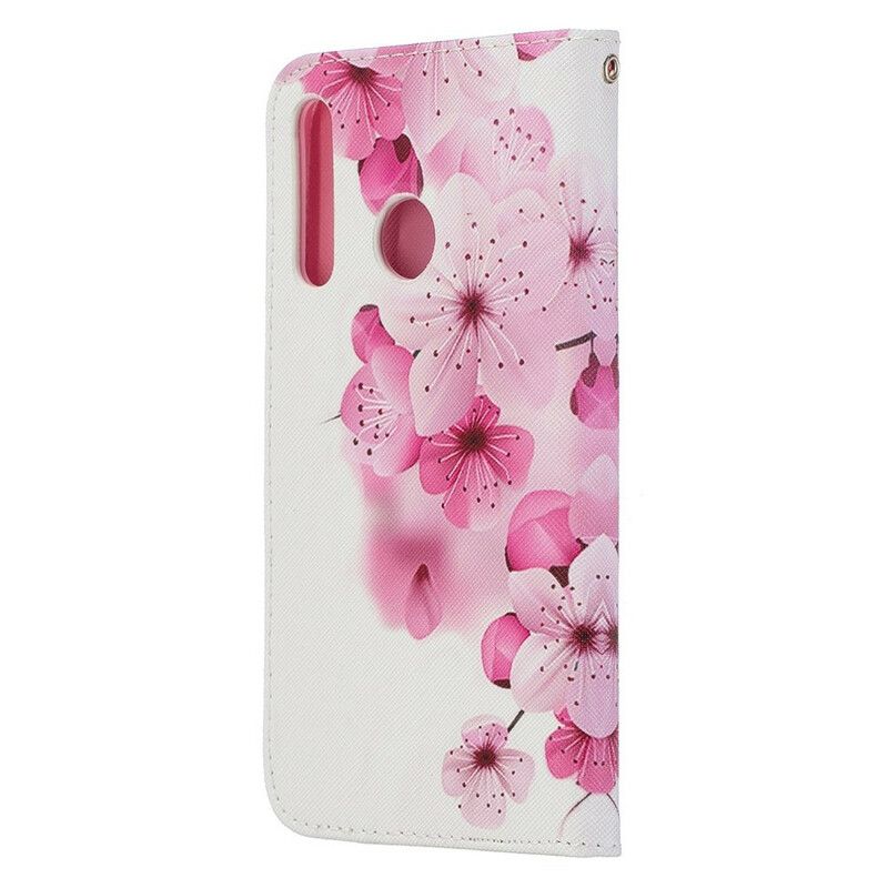 Flip Cover Honor 20 Lite / 20e Med Snor Blomsteropdagelse Med Rem