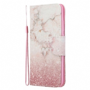 Flip Cover Honor 20 Lite / 20e Med Snor Marmor Og Glitter Strappy