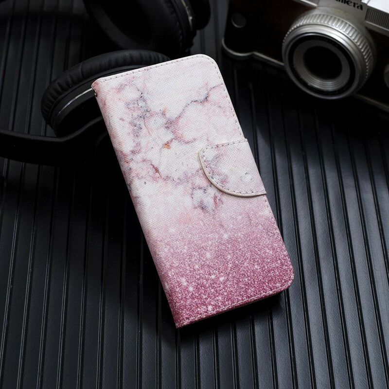 Flip Cover Honor 20 Lite / 20e Med Snor Marmor Og Glitter Strappy