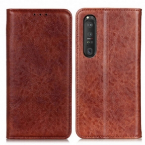 Cover Sony Xperia 1 III Flip Cover Tekstureret Splitlæder