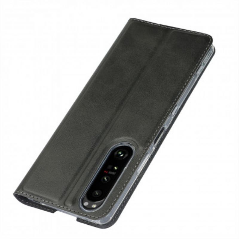 Cover Sony Xperia 1 III Med Snor Flip Cover Imiteret Læderklasserem