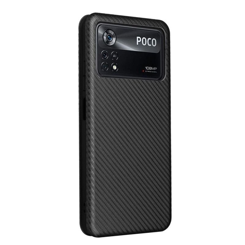 Cover Poco X4 Pro 5G Flip Cover Farvet Kulfiber