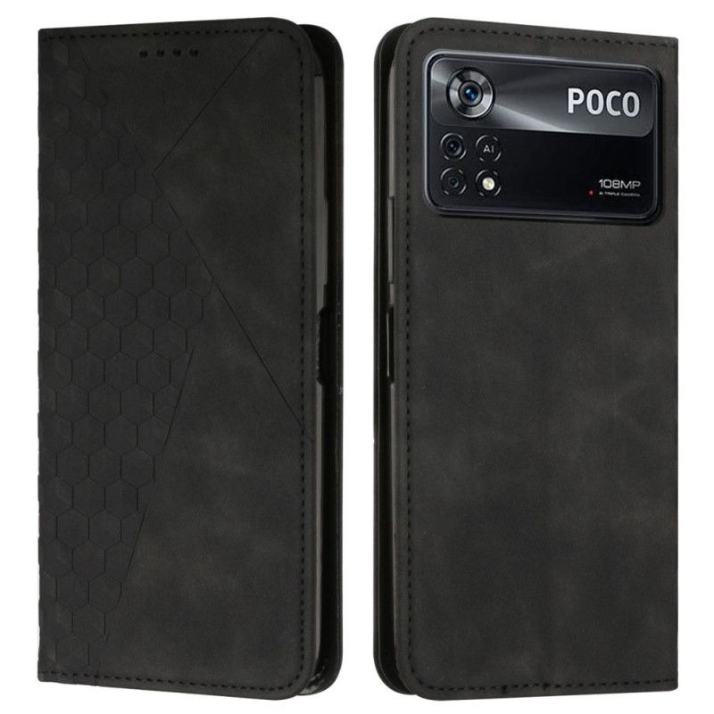 Cover Poco X4 Pro 5G Flip Cover Lædereffekt 3d-mønster