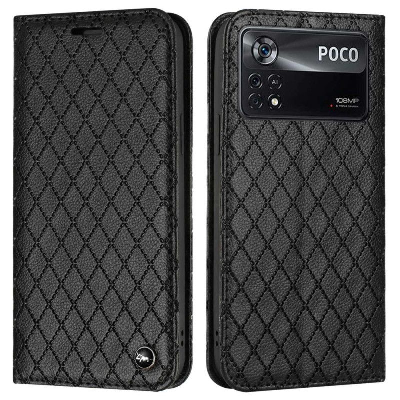 Cover Poco X4 Pro 5G Flip Cover Rhombus Lychee Kunstlæder