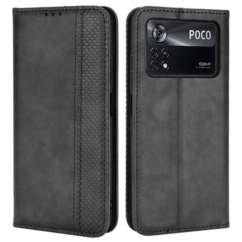 Cover Poco X4 Pro 5G Flip Cover Vintage Lædereffekt