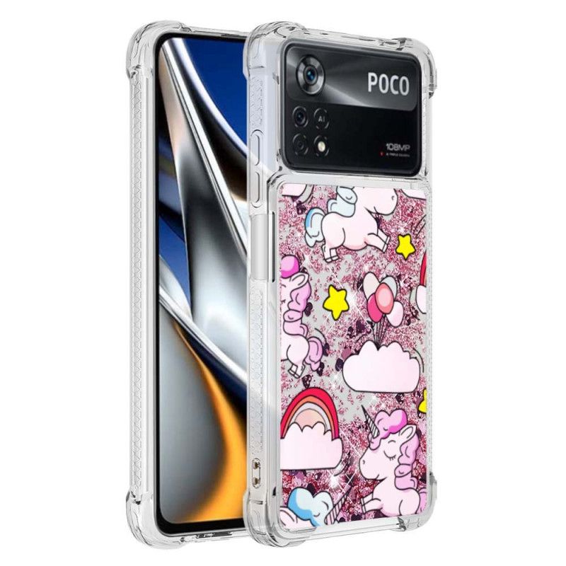 Cover Poco X4 Pro 5G Glitter Enhjørning