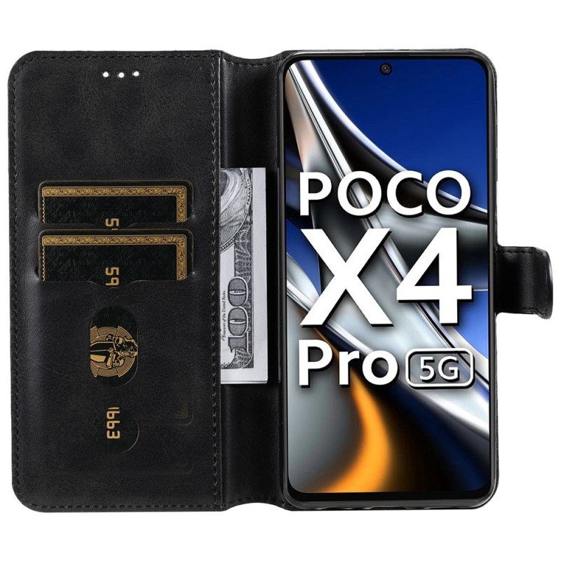 Flip Cover Poco X4 Pro 5G Klassisk Lædereffekt