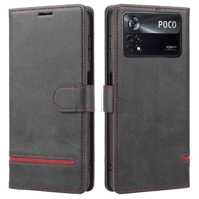 Flip Cover Poco X4 Pro 5G Line Lædereffekt