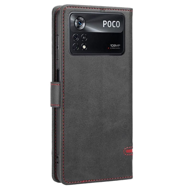 Flip Cover Poco X4 Pro 5G Line Lædereffekt