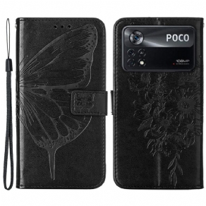 Flip Cover Poco X4 Pro 5G Med Snor Barok Stropsommerfugl