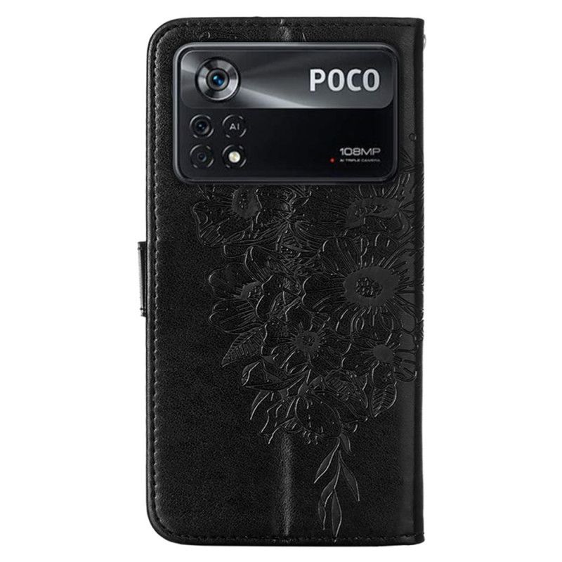 Flip Cover Poco X4 Pro 5G Med Snor Barok Stropsommerfugl