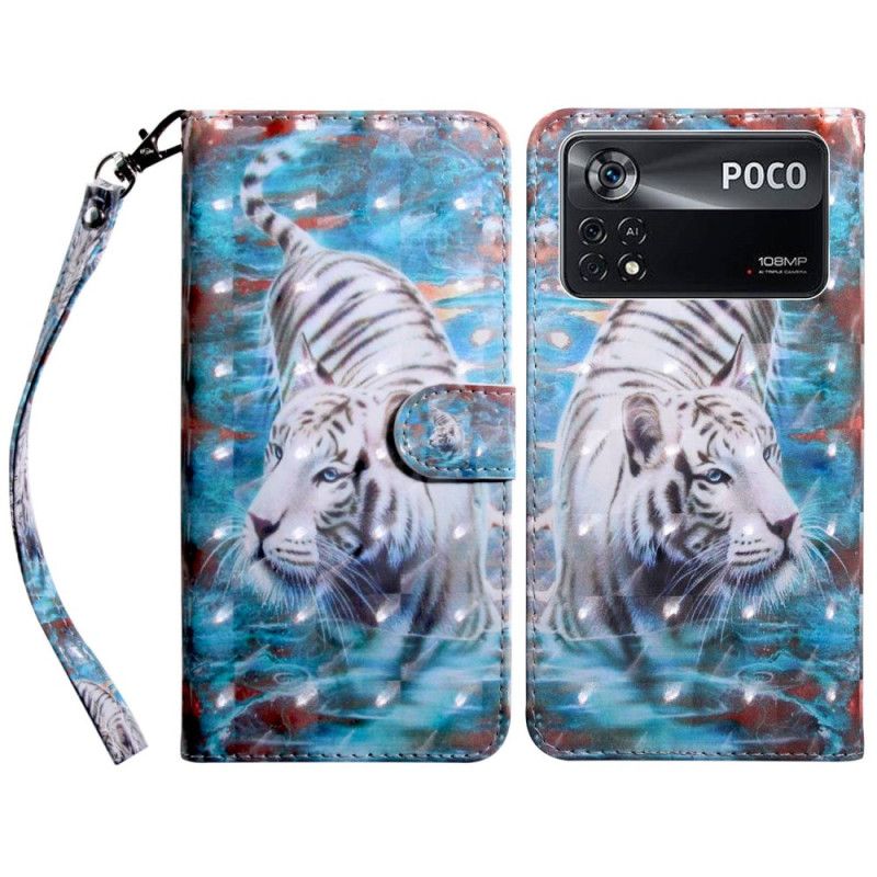 Flip Cover Poco X4 Pro 5G Med Snor Fabelagtig Strappy Tiger