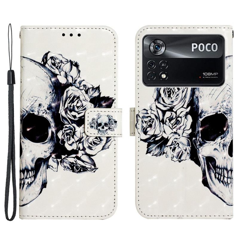 Flip Cover Poco X4 Pro 5G Med Snor Floral Strappy Skull