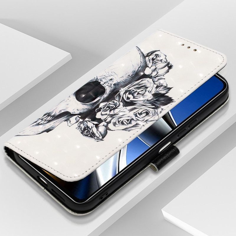 Flip Cover Poco X4 Pro 5G Med Snor Floral Strappy Skull