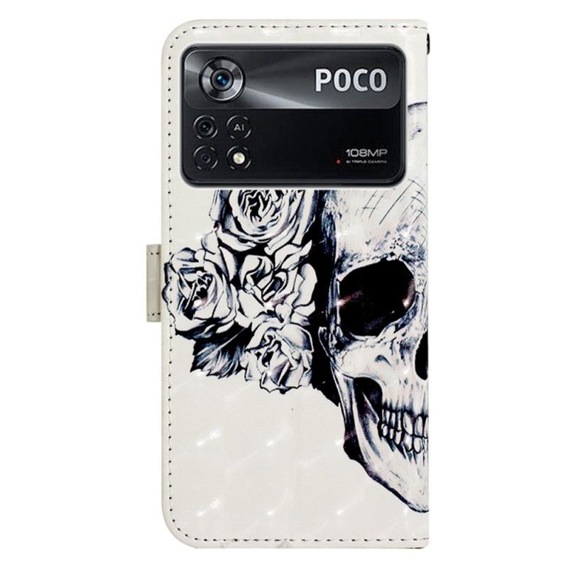 Flip Cover Poco X4 Pro 5G Med Snor Floral Strappy Skull